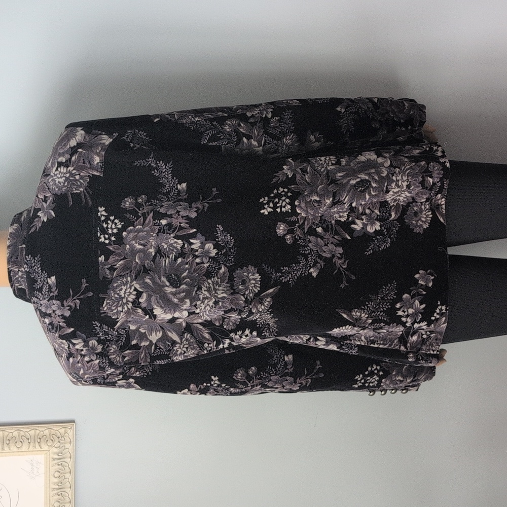 TanJay Velvet Floral Stand Up Collar Blazer Jacket Whimsigoth Boho Size 10 - Picture 12 of 17